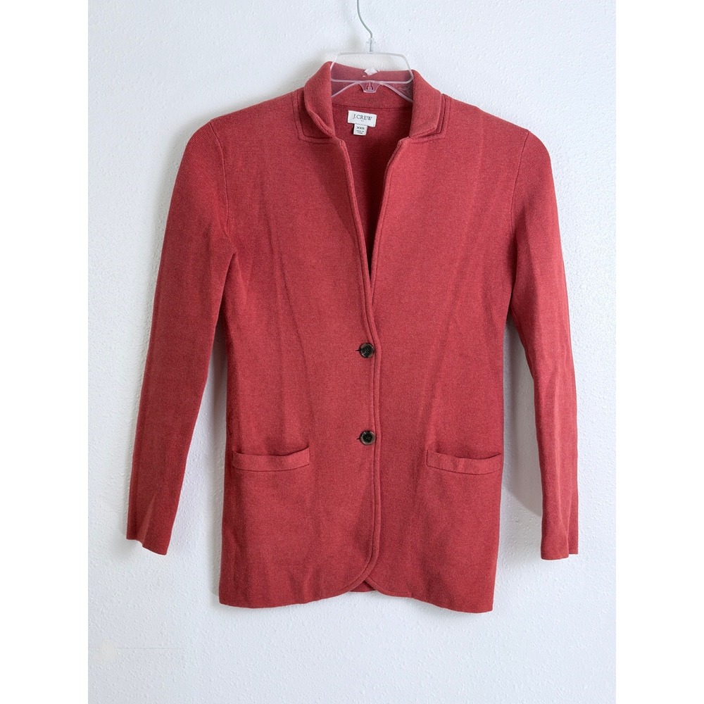 J.Crew Coral Solid Knit Two Button Front Womens Sweater Blazer XXS